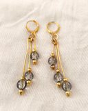 Crystal grey Gold Drop Earrings