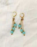 Aqua Jade Gold Drop Earrings