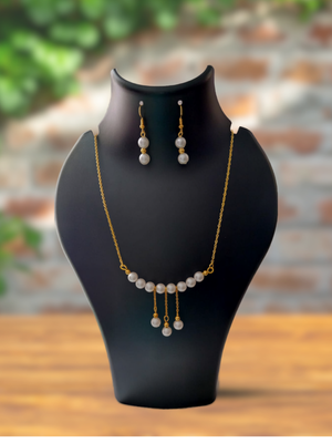 Pearl Tassel Chain Necklace Set