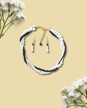 Pearl Black Twisted Choker Set