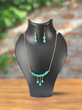Teal Jade Tassel Necklace Set