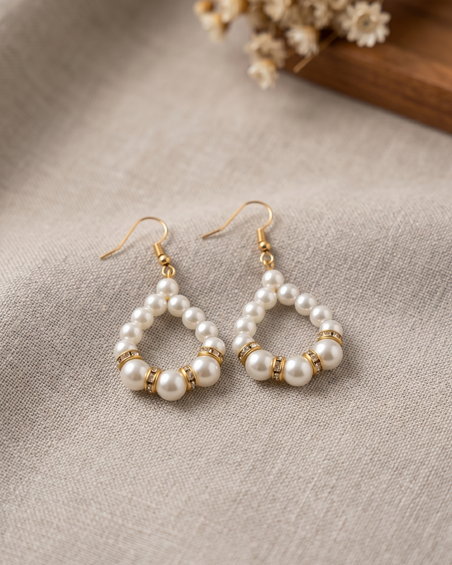 Pearl Crystal Hoop Earrings