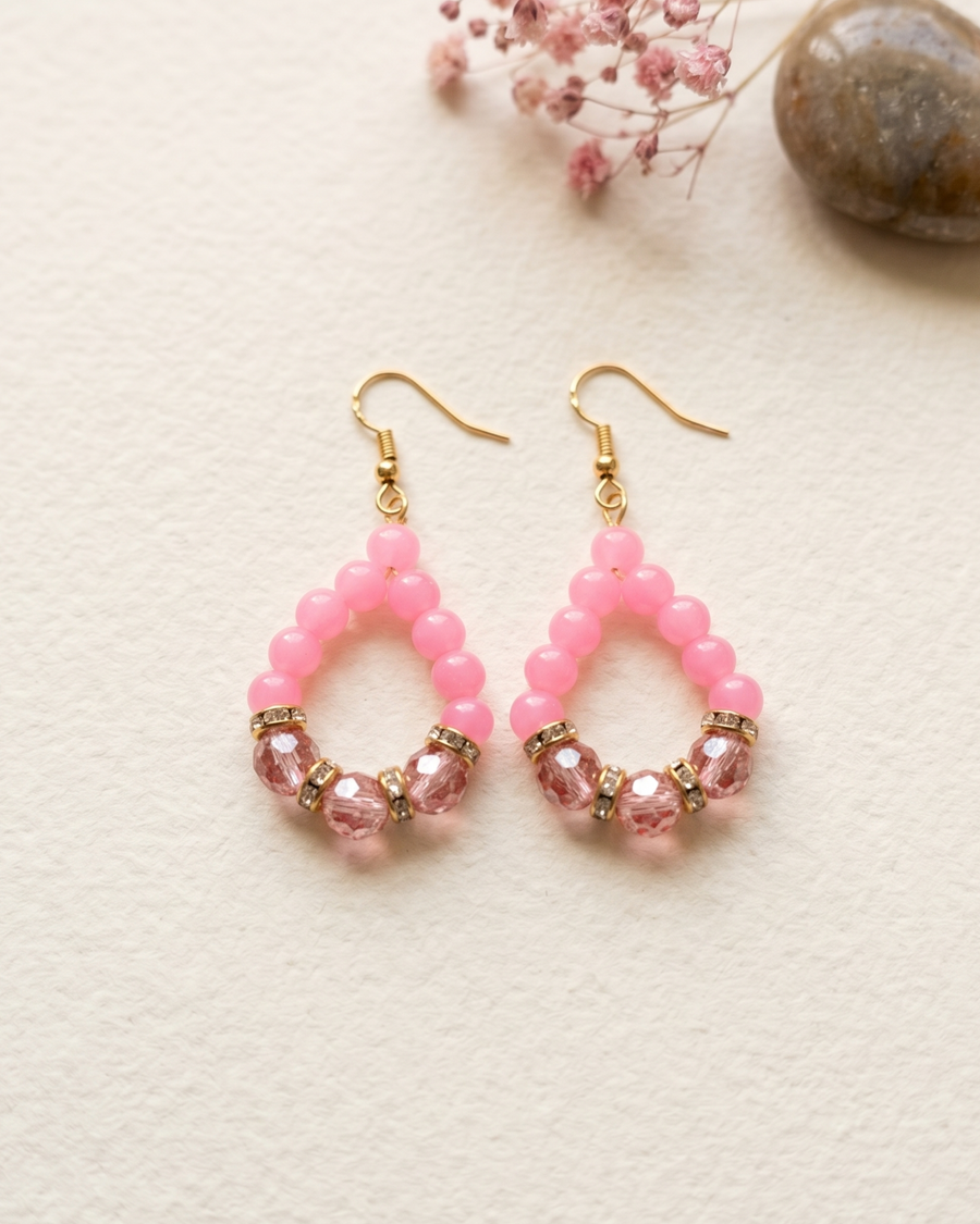 Pink Crystal Hoop Earrings