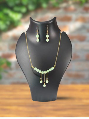 Mint Green Tassel Necklace Set