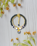 Black Floral Charm Bracelet