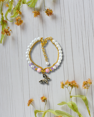 Pearl Butterfly Charm Bracelet