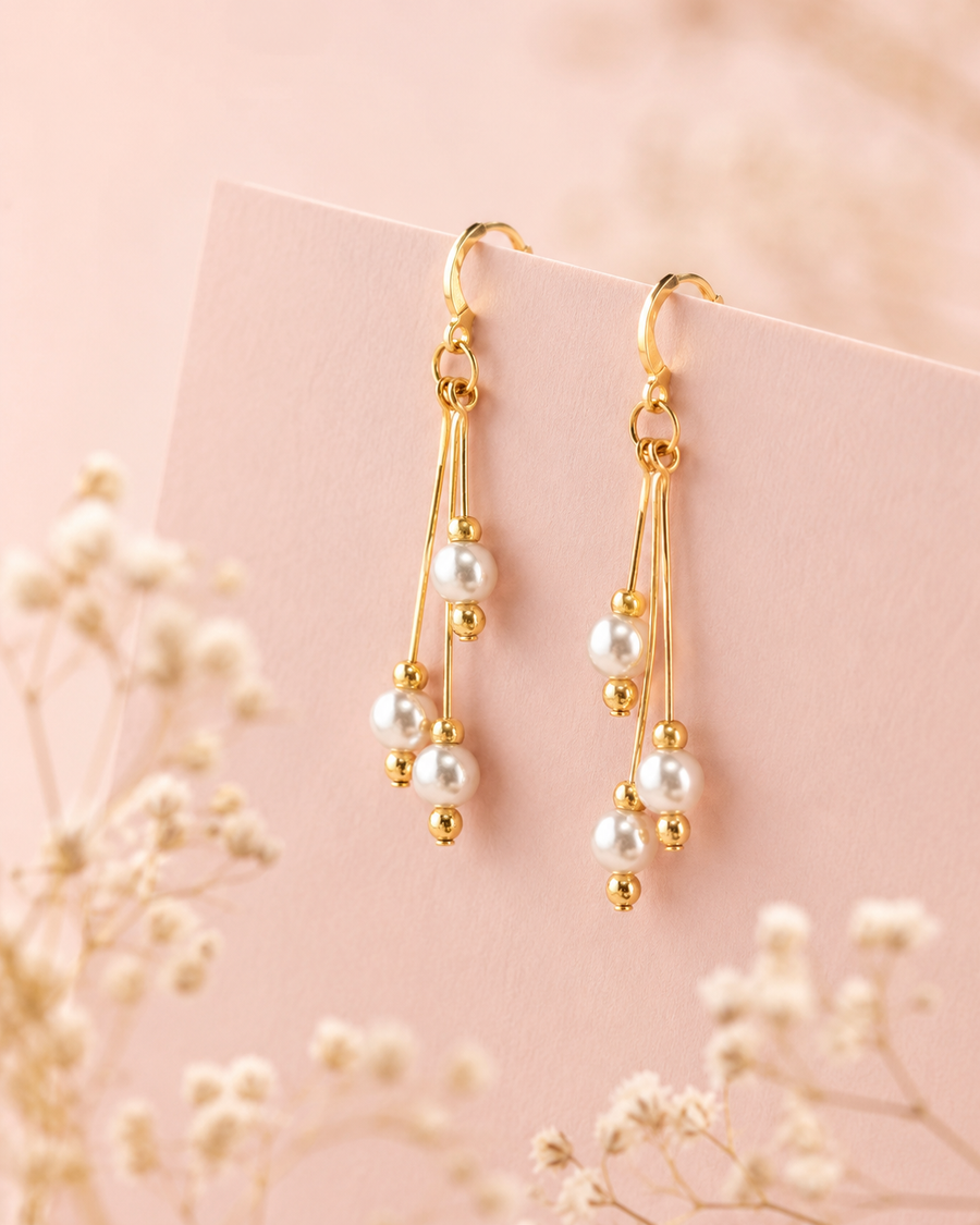 Pearl Gold Drop Earrings