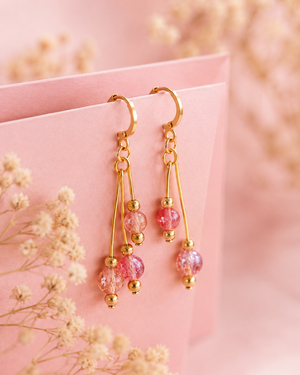 Blush Bead Gold Earrings