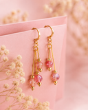 Blush Bead Gold Earrings