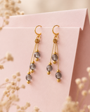 Crystal grey Gold Drop Earrings