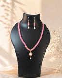 Rose Pink Pendant Necklace Set