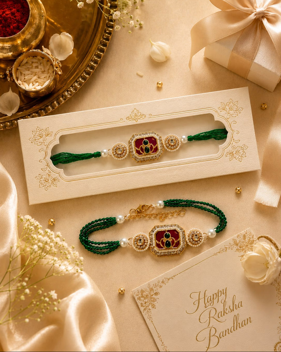Meenakari Bhai Bhabhi Rakhi Set