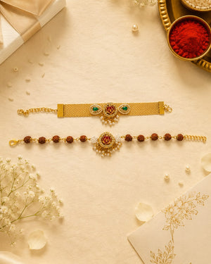 Rudraksha Gold Rakhi Combo