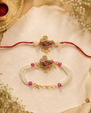 Enamel Swan Pearl Lumba Rakhi Set