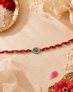 Meenakari Floral Oval Rakhi