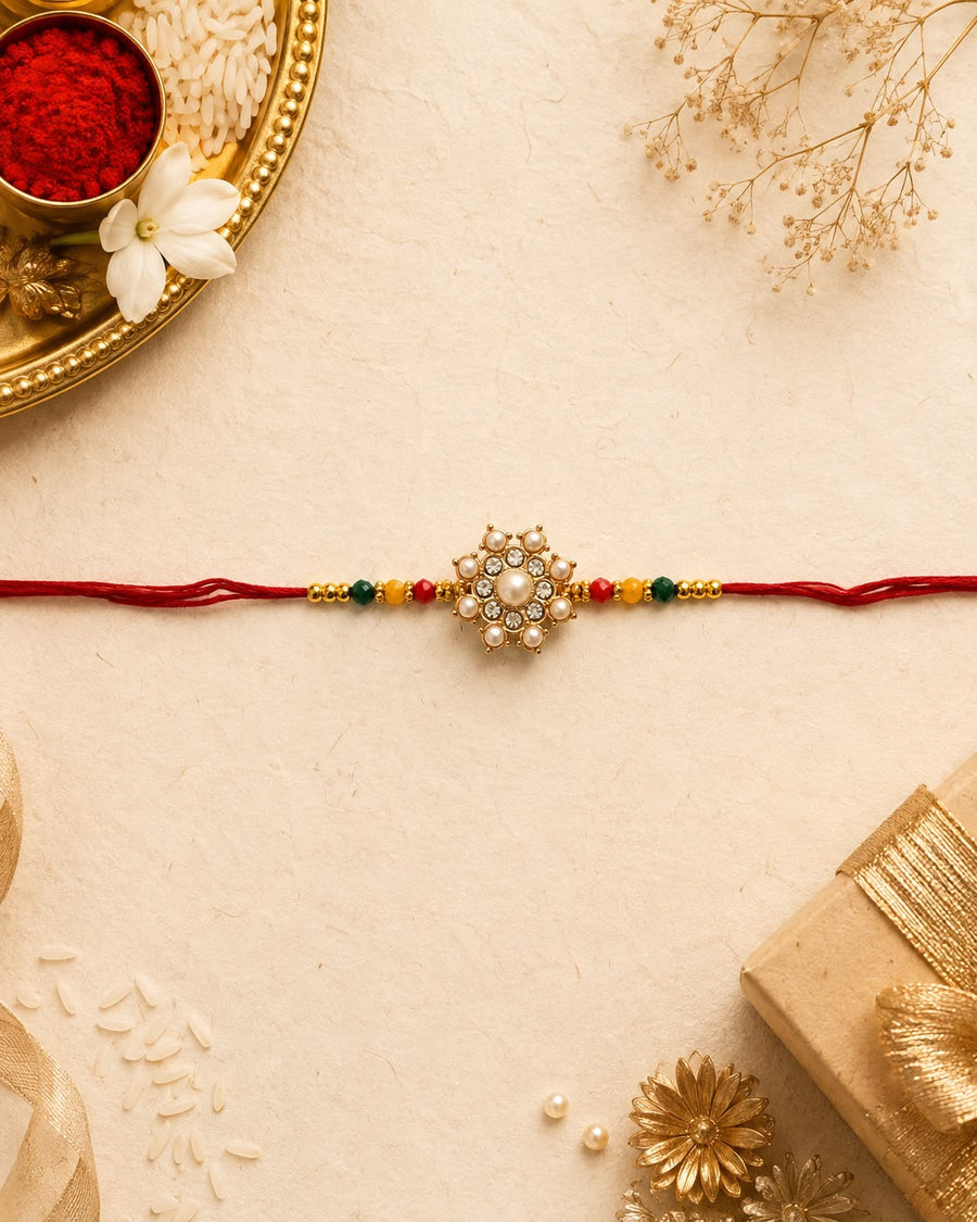 Pearl Flower Rakhi