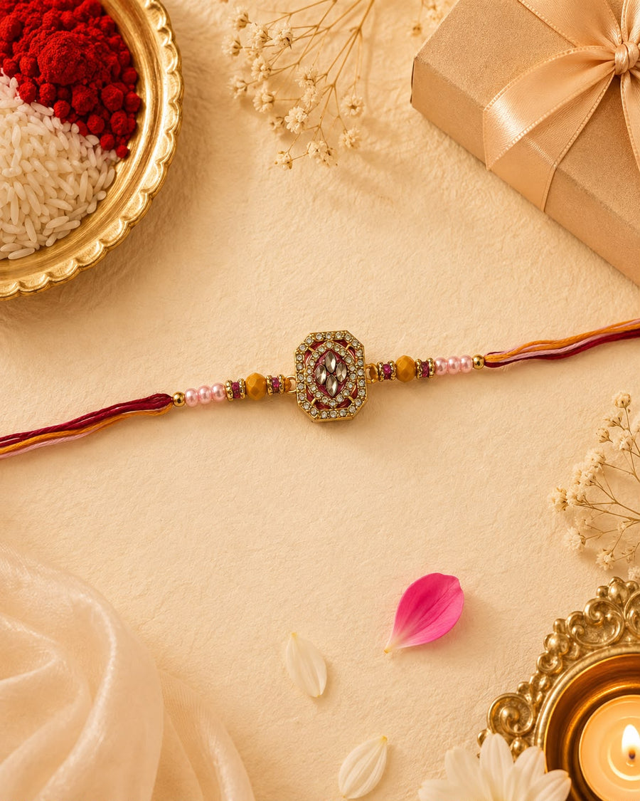Designer Kundan Spinner Rakhi